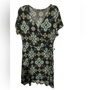 Just Be Black and Blue Wrap Mini Dress